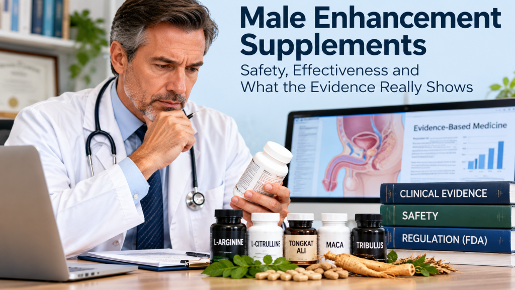 Male Enhancement Supplements — Physician reviewing supplement safety and scientific evidence.